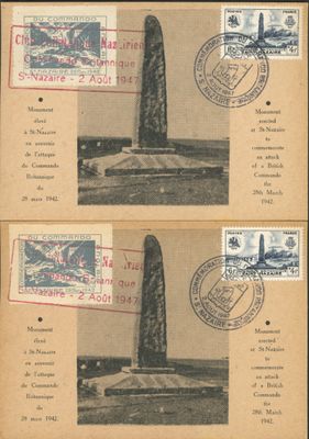 France 1947 : Saint Nazaire, OBL spéciale sur 2 cartes commé…