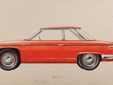 un dessin représentant une voiture rouge sur fond blanc