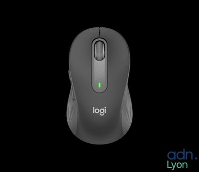 une souris d'ordinateur noire avec un bouton vert