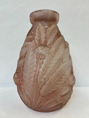 ETLING : Vase verre rose art déco modèle "les chardons" H26c…