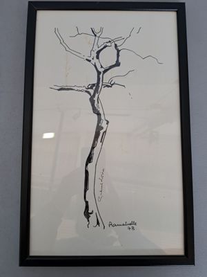 Gabriel LOIRE Tronc d'arbre Dessin à l'encre Signée en bas à…