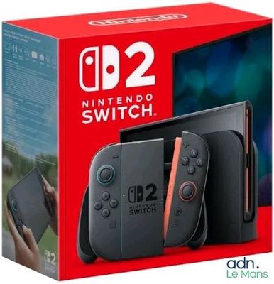 La Nintendo Switch est livrée dans une boîte rouge avec deux manettes