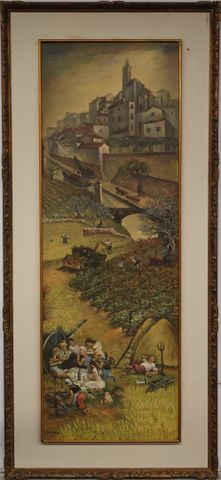 Jean Raffy LEPERSAN (1920-2008) « pique-nique ». Huile sur pannea...