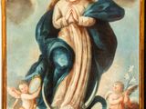 an image of a painting of the virgin mary surrounded by angels