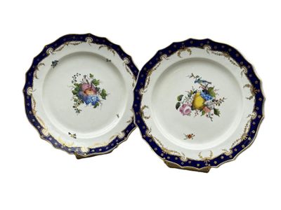 une paire d'assiettes bleues et blanches ornées de fleurs sur fond blanc