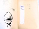 an open book with a drawing of a man on it