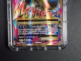 a close up of a pokemon card in a plastic case
