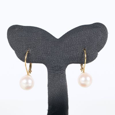 Paire de pendants d'oreilles en or (750‰), chacun serti d'un… - Photo 1