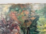 a painting of a vase of flowers on a table
