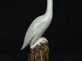 a white bird sitting on top of a wooden stump on a black background