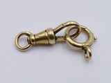 a close up of a gold plated clasp on a white surface