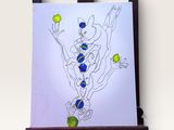 dessin représentant un homme tenant une raquette de tennis et une balle de tennis