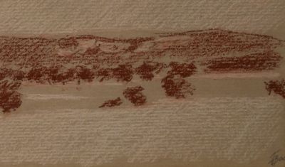 une photo d'un dessin représentant un paysage sur une feuille de papier