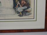 a drawing of a woman sitting on a bench