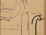 une image représentant le dessin d'une femme debout près d'un lit d'hôpital