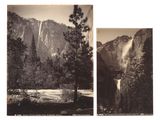 deux photographies en noir et blanc représentant une cascade et une forêt