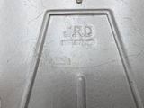 a close up of a metal object with the word jrd on it