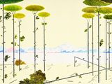 une photo d'un tableau représentant une forêt avec de nombreux arbres