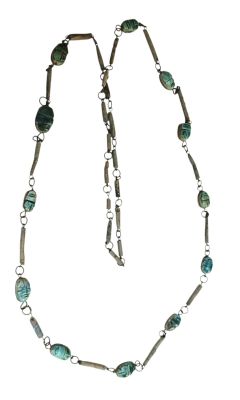 COLLIER Scarabées en faïence Travail égyptien ancien