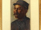 portrait d'un homme portant un chapeau et un uniforme, dans un cadre doré