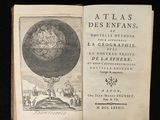 an open book with a picture of a man on a hot air balloon