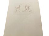 an old drawing of a man and a woman on a sheet of paper