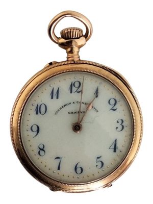 a close up of a gold pocket watch with numbers on it