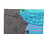 louis vuitt wallet with a blue and green flower design
