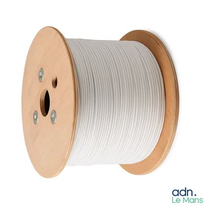 a close up of a spool of white rope on a reel