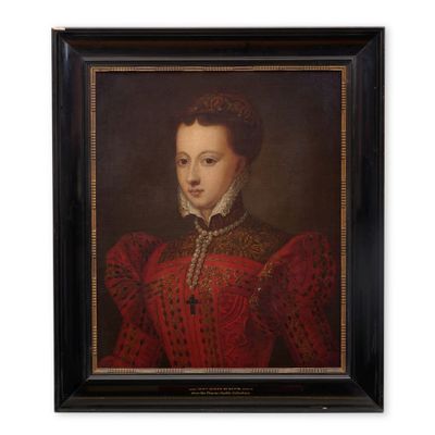 un tableau représentant une femme en robe rouge