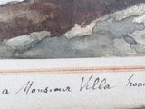 a picture of a painting of a mountain scene on the wall