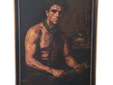une image représentant un tableau d'un homme tenant un couteau à la main