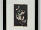 painting of a zebra in a black frame on a white wall