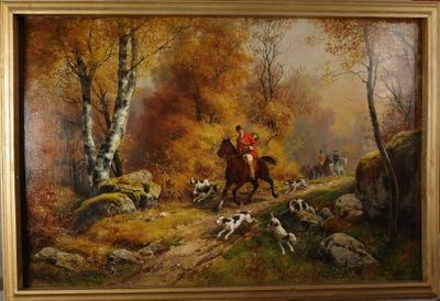 Théodore LEVIGNE (1848-1912). Chasse à courre