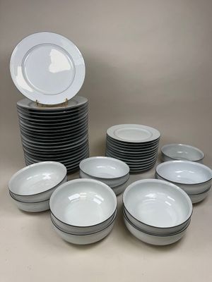 a lot of plates stacked on top of each other