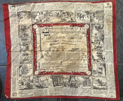 une photo d'un tissu rouge et blanc sur lequel sont représentées des personnes