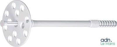 a close up of a screw on a metal pole on a white background