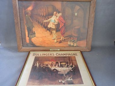 Lot de 2 encadrements publicitaires champagne Bollinger et c…
