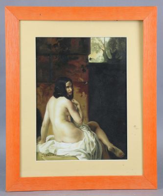 une image représentant un tableau d'une femme nue assise sur une chaise