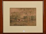 an image of a painting of a deer in a wooded area