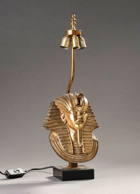 Maison DEKNUDT Lampe Pharaon ou Toutankhamon en métal doré