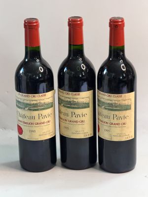 3 bouteilles Château PAVIE 1995 1 er GCC A Saint Emilion