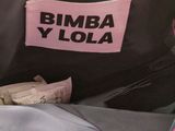 a pink backpack with a label on it that says bimba y lola