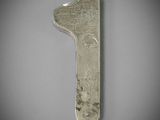 an image of a number one made out of metal on a gray background