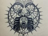 a book with a drawing of a lion on it ' s cover