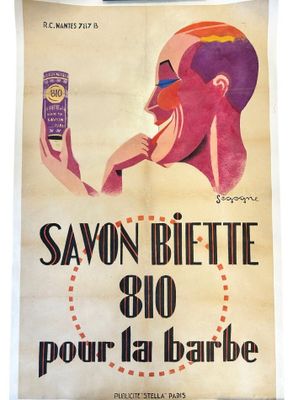 an old french poster advertising a man smoking a cigarette