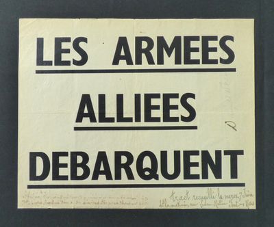 an image of a black and white sign that says les armees allies debarquent