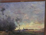 a painting of a man riding a horse in a field