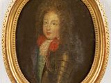 portrait of a young man in armor in a gold frame