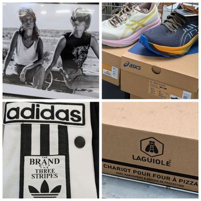 plusieurs photos d'une paire de chaussures qui se trouvent dans une boîte